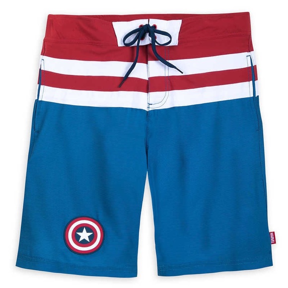 Captain america swim trunks mens Clearance